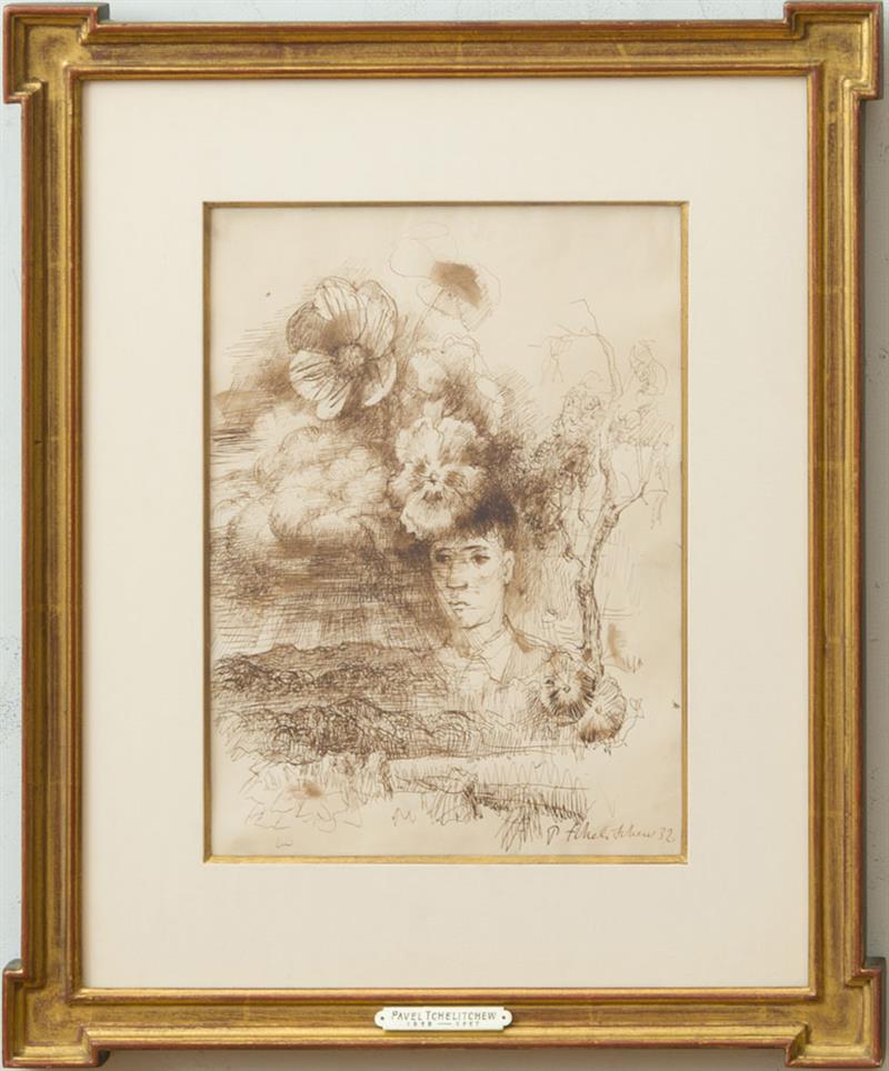 Appraisal: PAVEL TCHELITCHEW - UNTITLED Brown ink and wash on paper