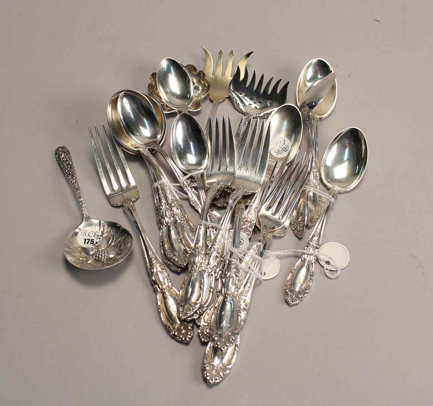 Appraisal: TWENTY-TWO PIECES OF STERLING SILVER FLATWAREBy various makers Consists of