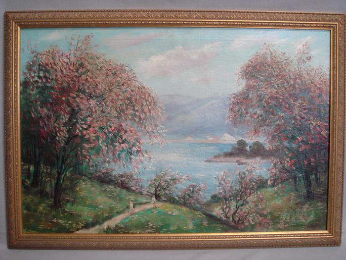 Appraisal: Cesare A Ricciardi American - o c Spring River Landscape