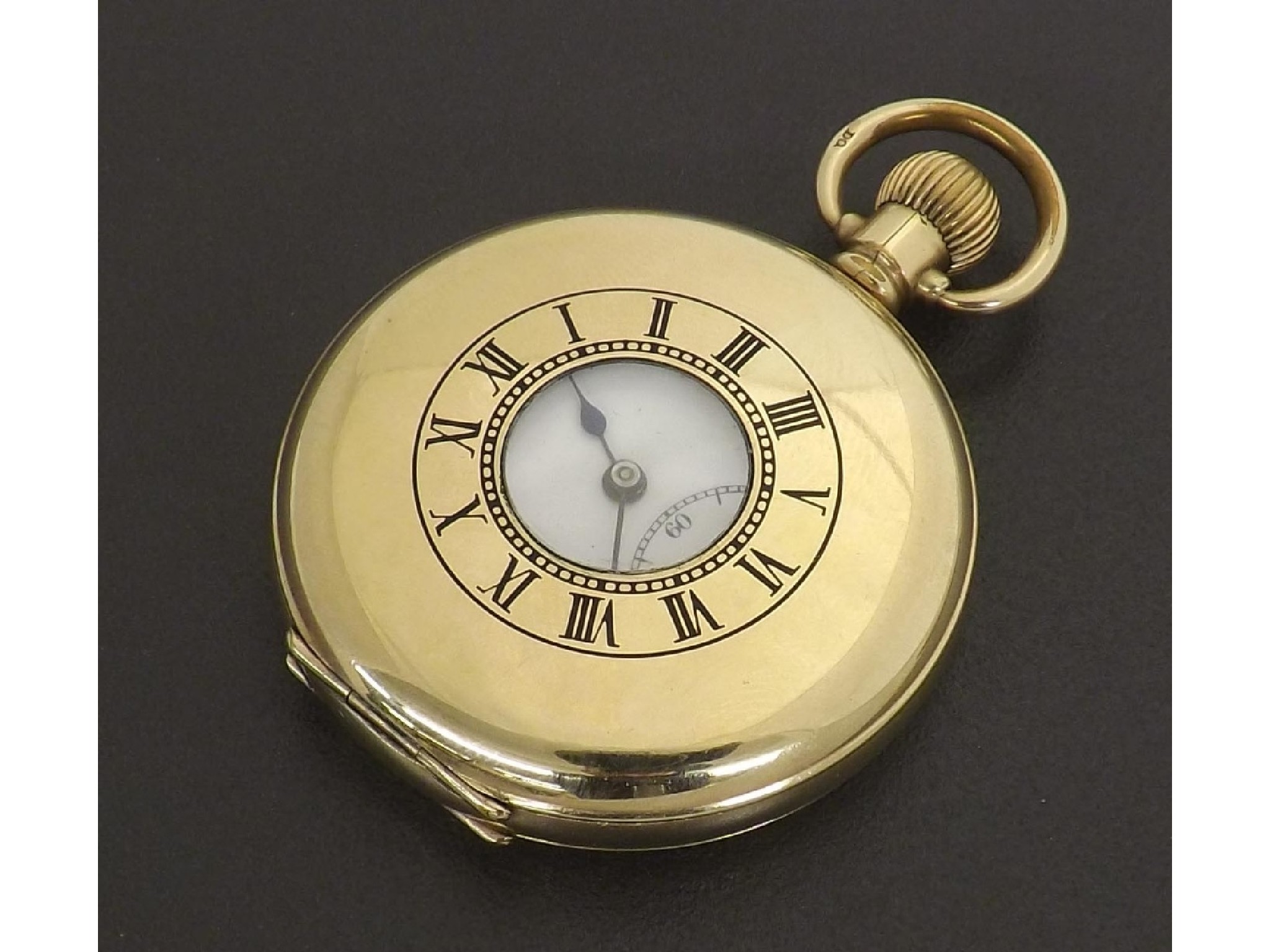 Appraisal: Rolex lever gold plated half hunter pocket watch signed jewel