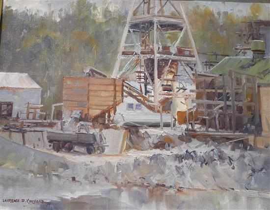 Appraisal: LAURENCE D KERMOND INDUSTRIAL SCENE OIL ON CANVAS BOARD