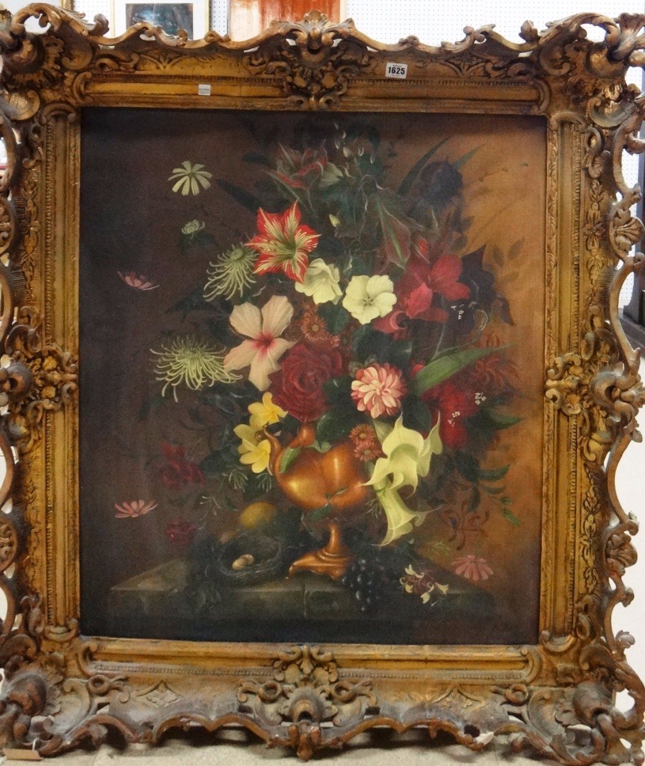 Appraisal: Continental School th century Still life of summer flowers oil