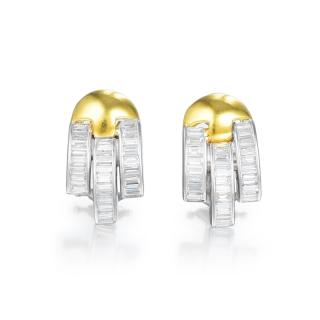 Appraisal: A Pair of Baguette Diamond Earrings Crafted out of platinum