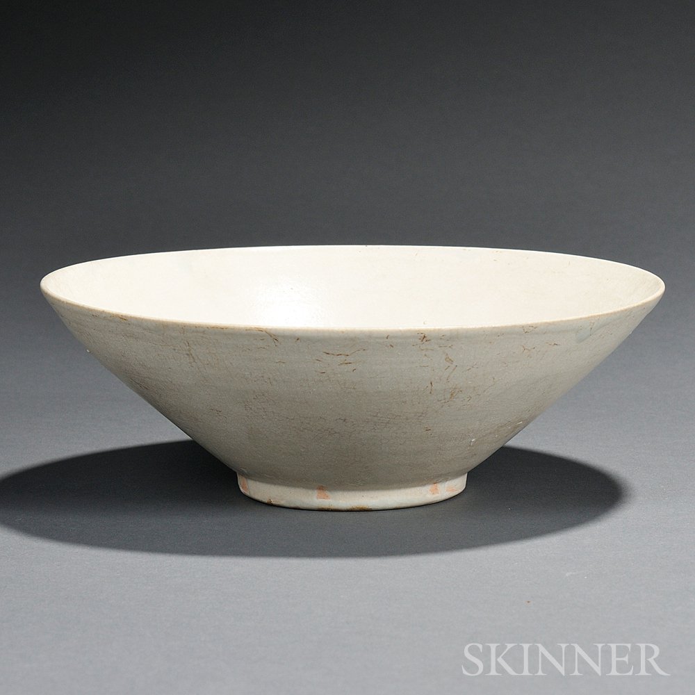 Appraisal: Plain White-glazed Bowl China conical resting on a raised foot