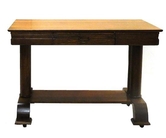 Appraisal: Library table early th C Arts Crafts style oak with