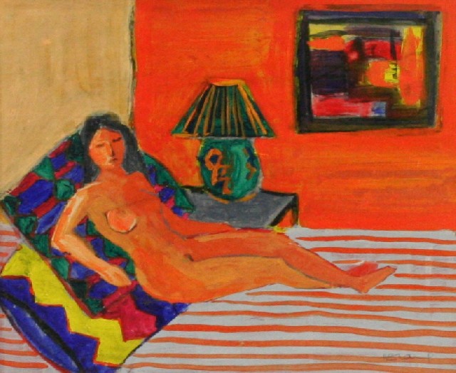 Appraisal: Oil painting depicting a nude