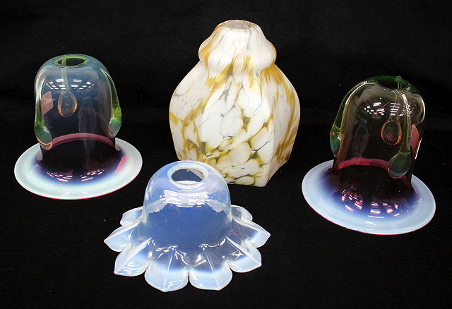 Appraisal: A PAIR OF ART NOUVEAU STYLE BLOWN GLASS LAMP SHADES