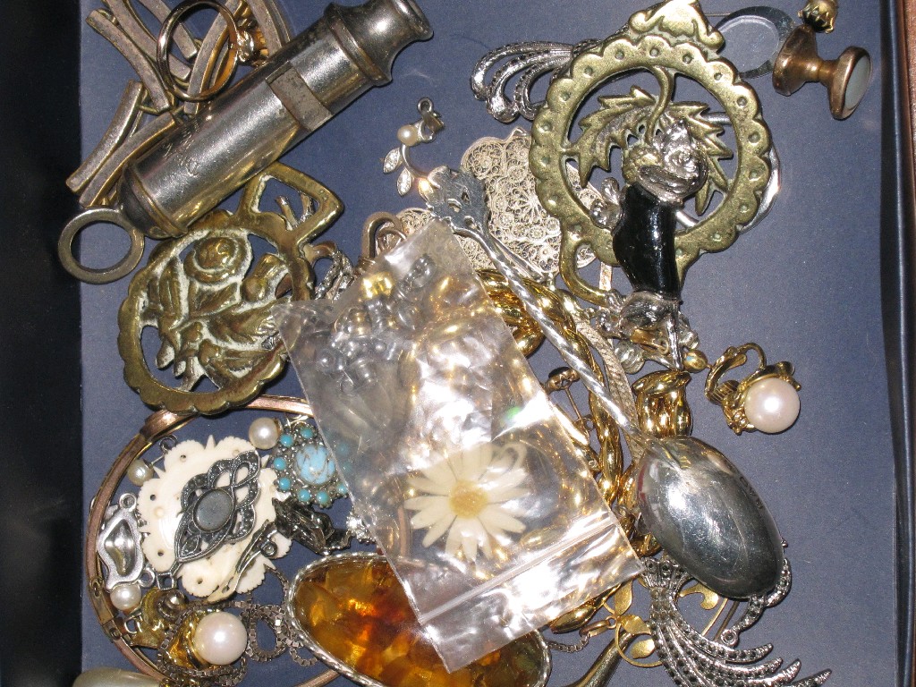 Appraisal: Box of costume jewellery whistle etc