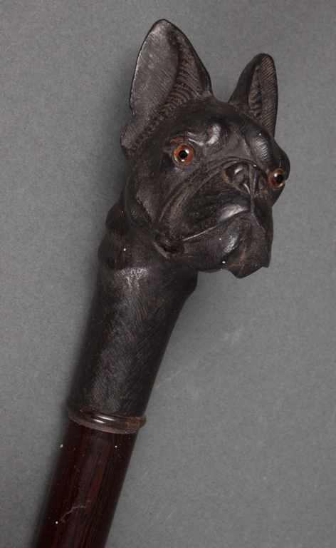 Appraisal: German Black Forest carved wood figural cane of a French