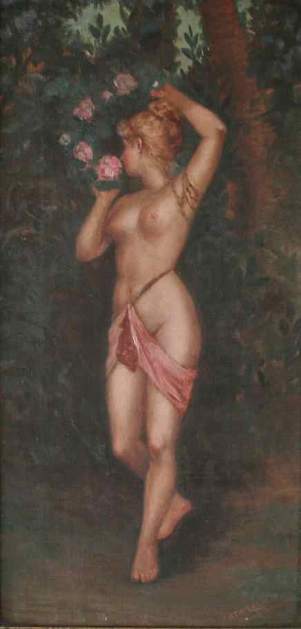 Appraisal: LATE TH CENTURY OIL ON CANVAS OF A NUDE MAIDEN