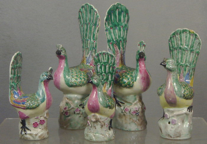 Appraisal: Chinese export porcelain Famille Rose lot of peacocks consisting of