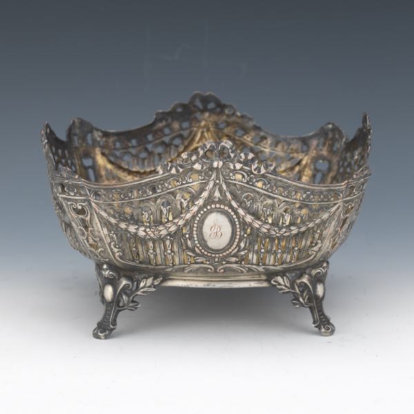 Appraisal: BELLE EPOQUE SILVER PLATED AND GOLD WASHED FOOTED CENTERPIECE BASKET