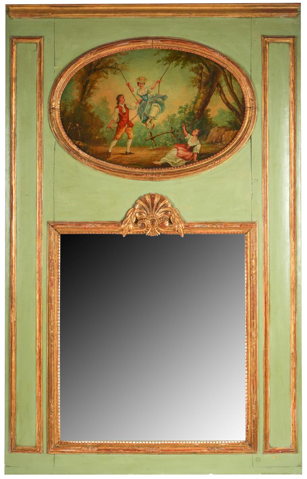 Appraisal: NEOCLASSICAL-STYLE TRUMEAU MIRRORCondition a repair to upper left Provenance Property