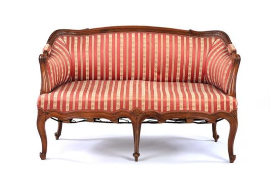 Appraisal: LOUIS XV STYLE FRUITWOOD PETITE CANAPE mid th century Curving