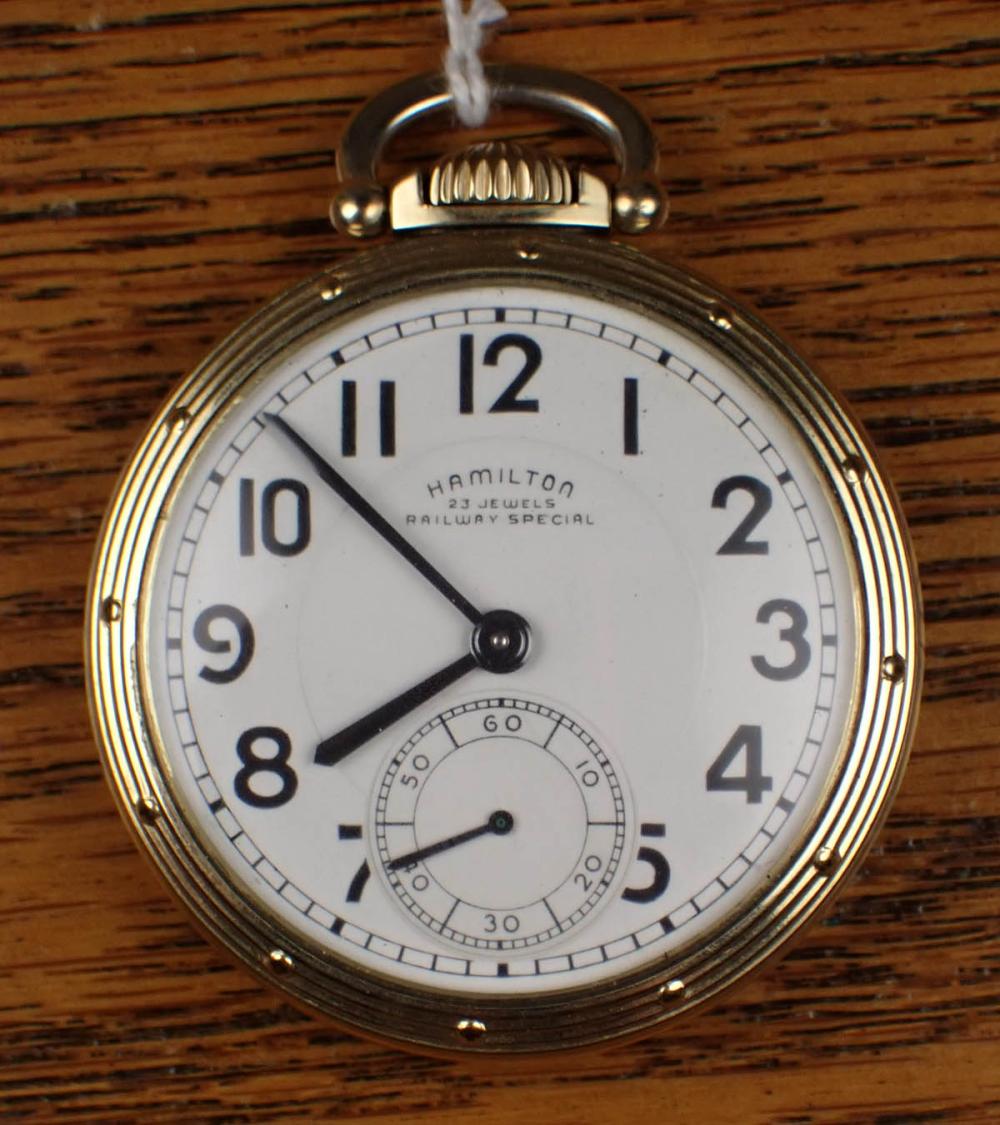 Appraisal: HAMILTON RAILWAY SPECIAL OPEN FACE POCKET WATCH model having hour