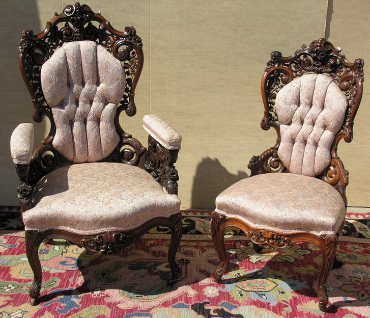 Appraisal: PAIR BELTER MEEKS STYLE LAMINATED ROSEWOOD CHAIRS Circa - Size