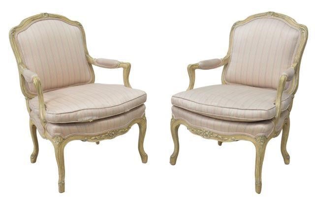 Appraisal: lot of French Louis XV style armchairs th c white