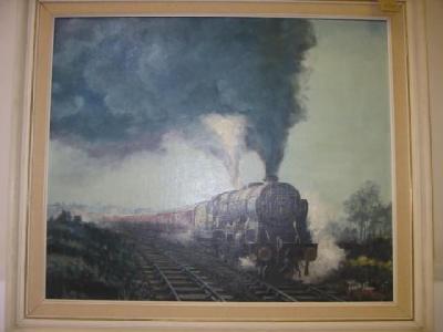 Appraisal: Geoff Shaw oil painting Locomotive the Green Howards signed x