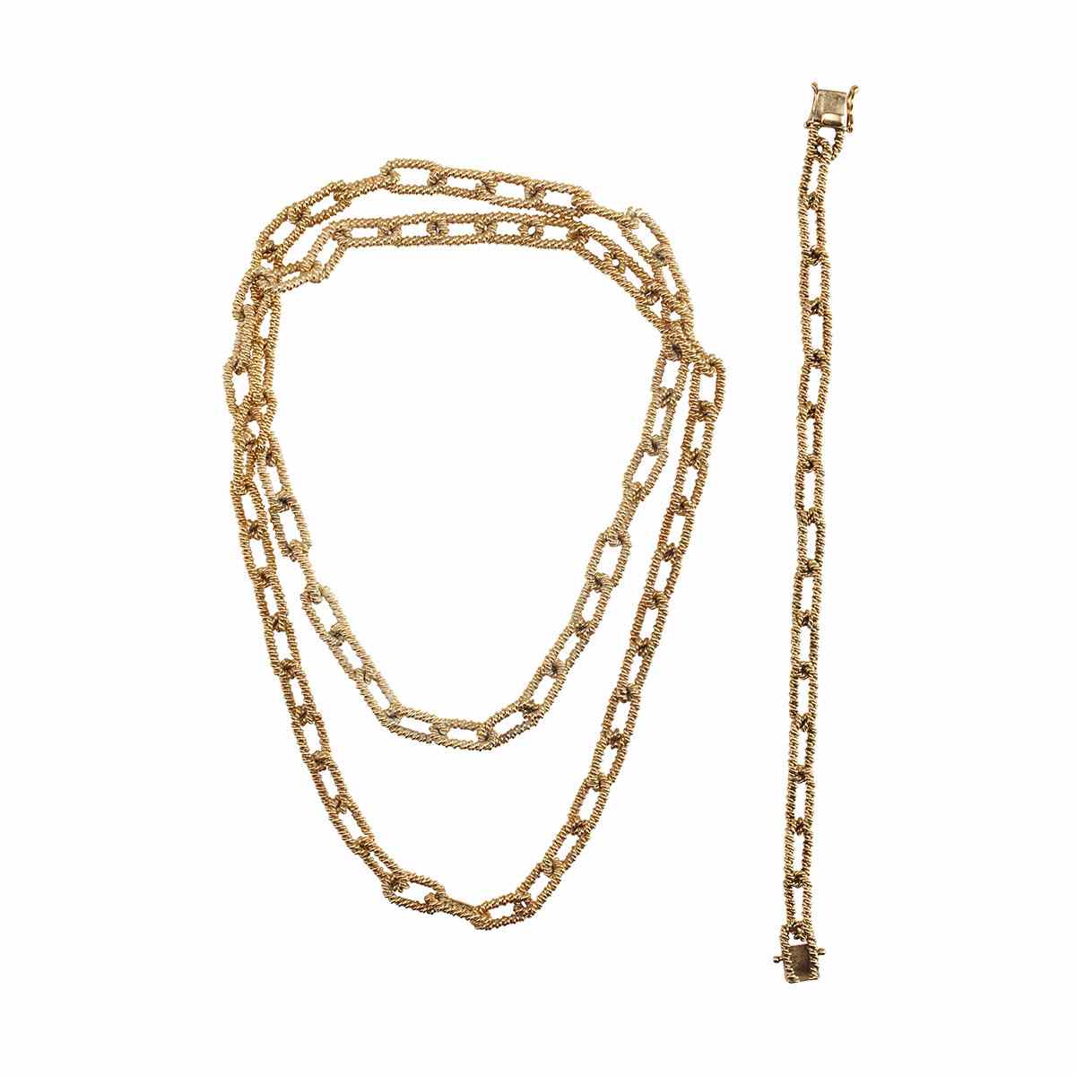 Appraisal: k Yellow Gold Oval Link Endless Chain And Bracelet with