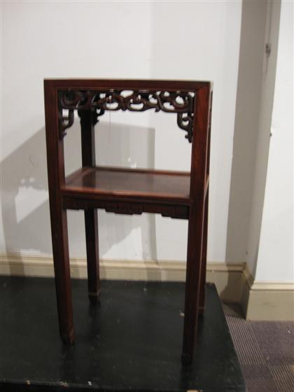 Appraisal: Chinese hardwood and marble side table Qing dynasty Of tall