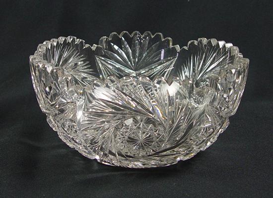 Appraisal: Two Cut Glass Bowls Mid th Century One x bowl