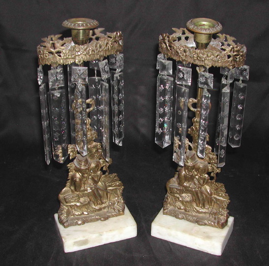 Appraisal: Pair of American Gilt-Lacquered Brass and White Marble Colonial Boy