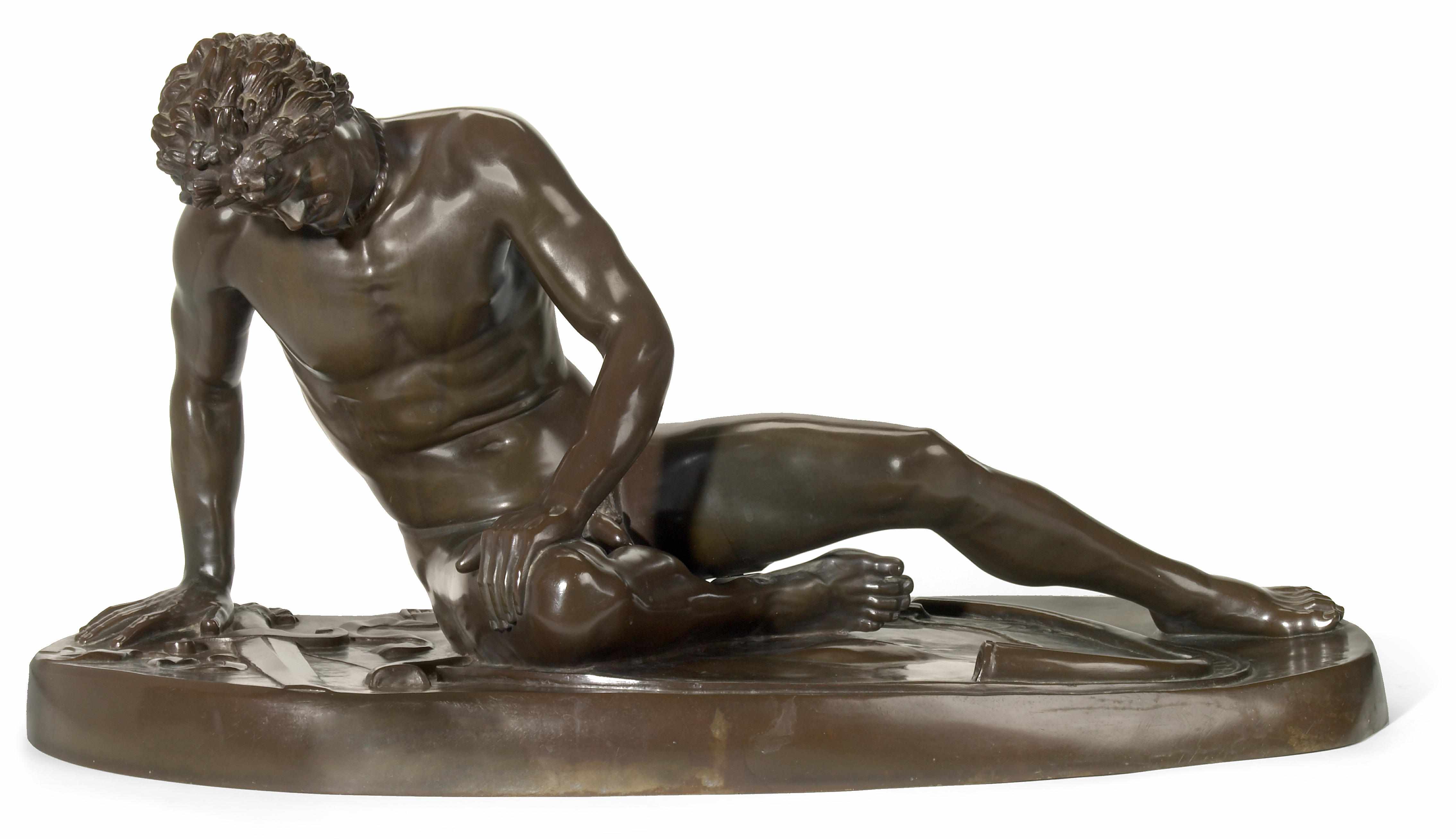 Appraisal: A French patinated bronze figure of the Dying Gaul after