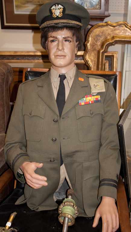 Appraisal: Partial military uniform and hat with half mannequin Estimate -