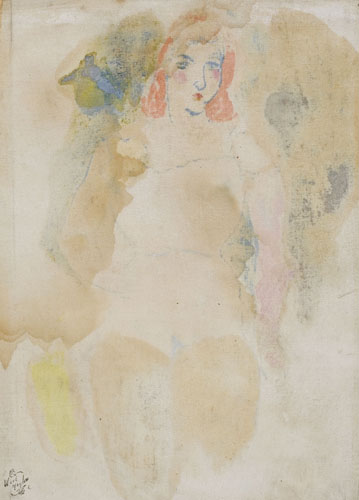 Appraisal: WALT KUHN Standing Woman Watercolor and gouache on white cloth