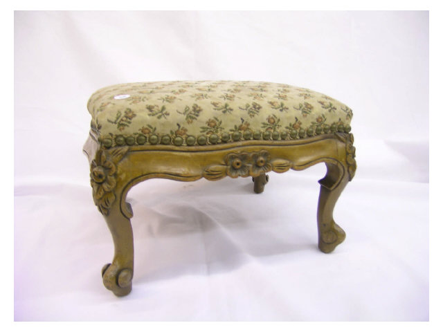 Appraisal: Upholstered French Louis XV style footstool with nailhead trimmed upholstery