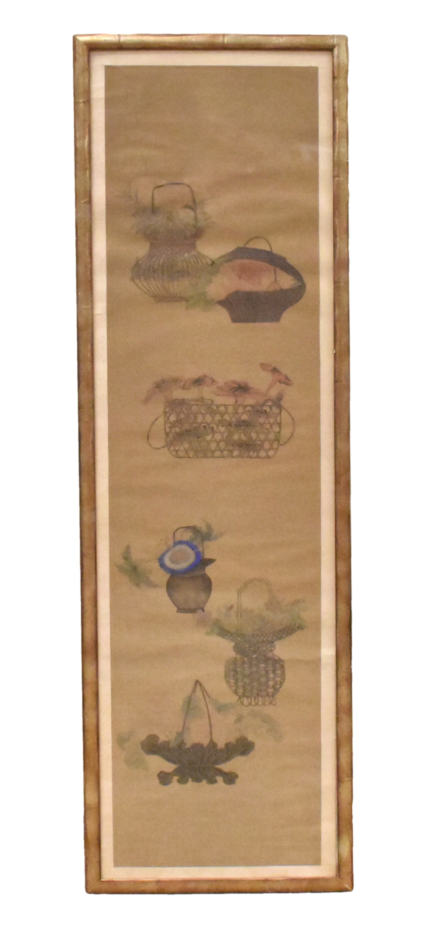 Appraisal: Chinese th C painting on silk depicting six various shaped