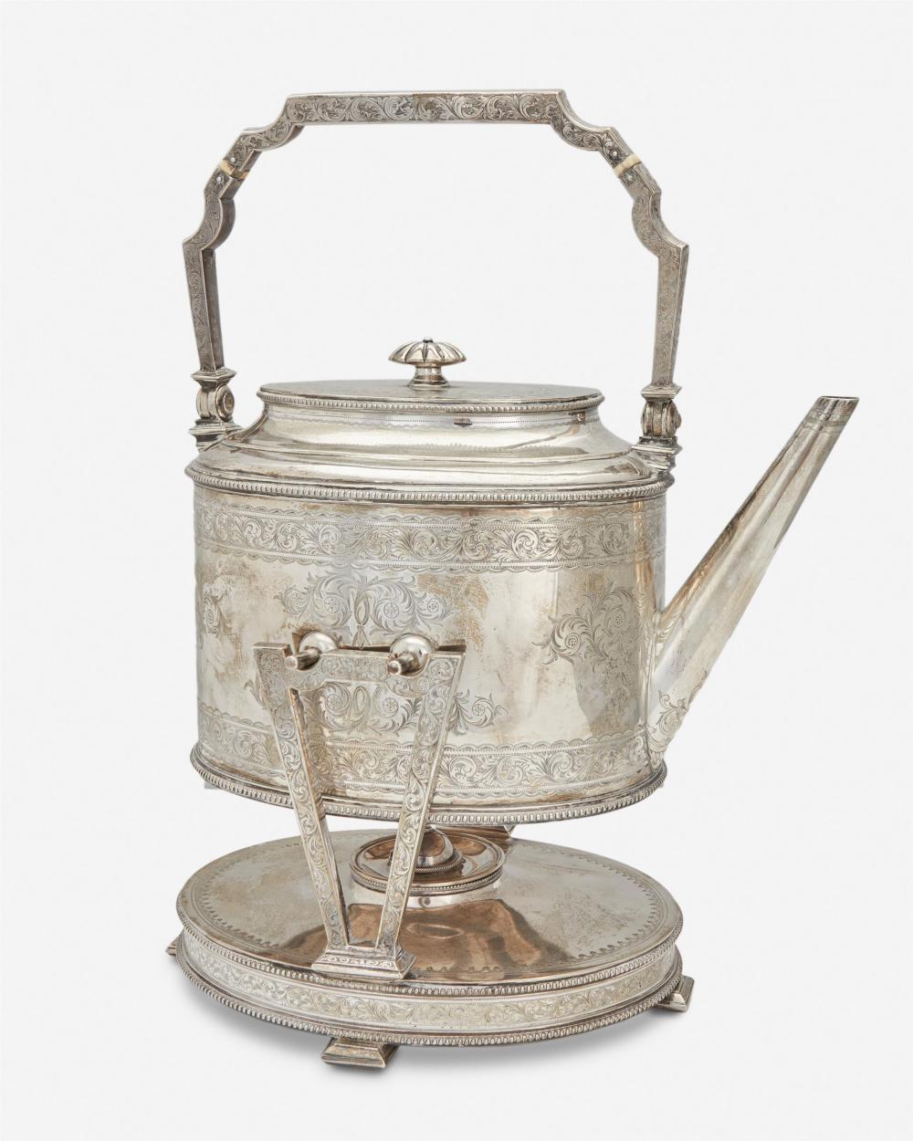 Appraisal: An English sterling silver tilting kettle With London assay marks