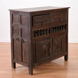 Appraisal: Continental Baroque carved walnut credenza th th c possibly Spanish