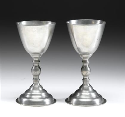 Appraisal: Pair of pewter tall chalices peter young new york city