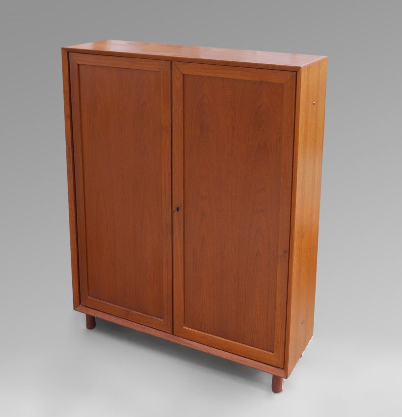 Appraisal: DANISH TEAK TWO DOOR MID CENTURY CABINET Danish control foil