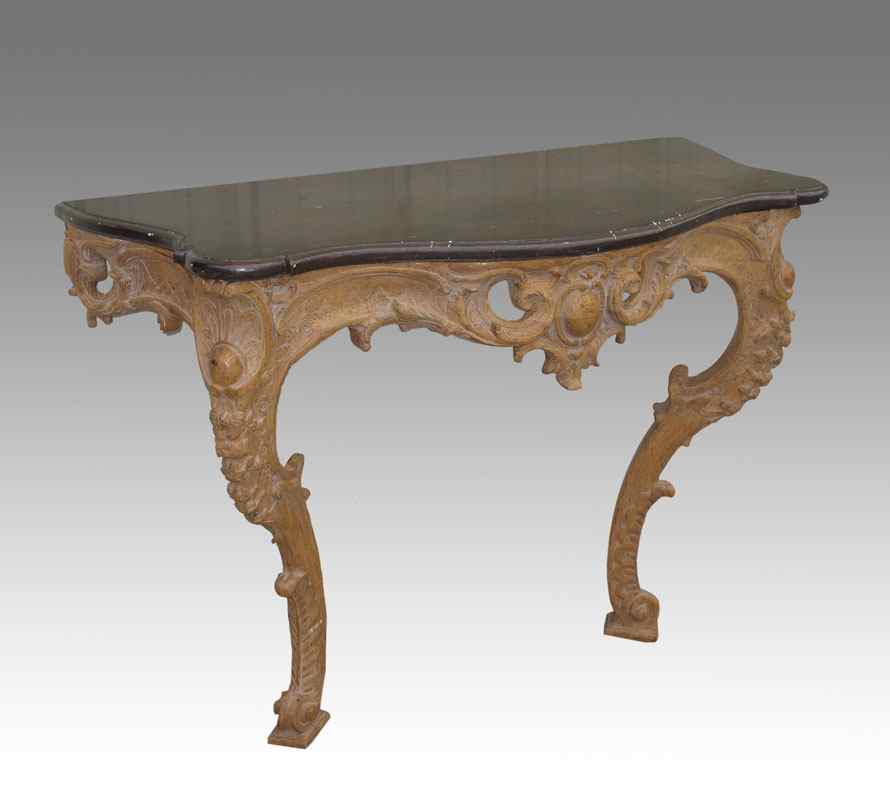 Appraisal: PIERCE CARVED ITALIAN DEMI HALL TABLE Married piece with carved