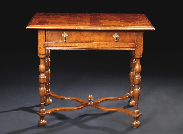 Appraisal: William and Mary-Style Walnut and Oak Side Table partially composed