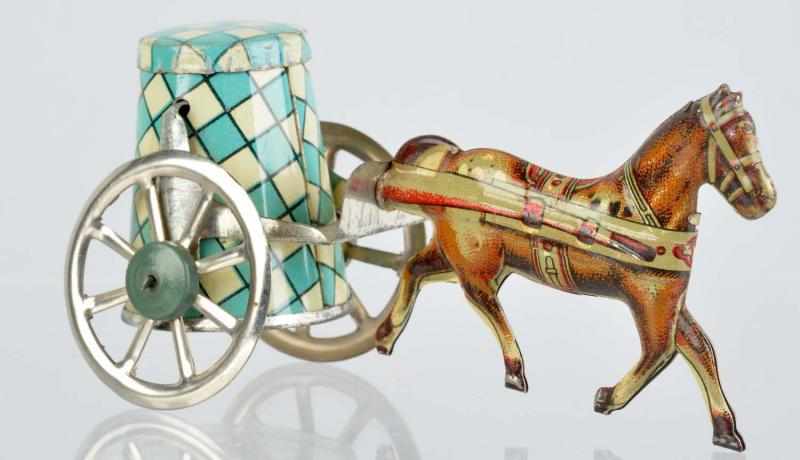 Appraisal: Tin Litho Horse-Drawn Penny Toy Italian Marked Made in Italy