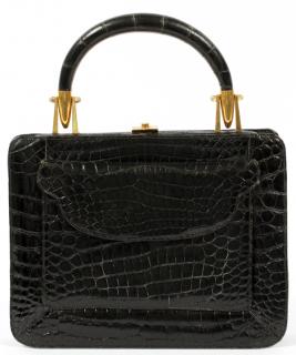 Appraisal: ROSENFELD BLACK ALLIGATOR BAG ROSENFELD BLACK ALLIGATOR BAG W Black