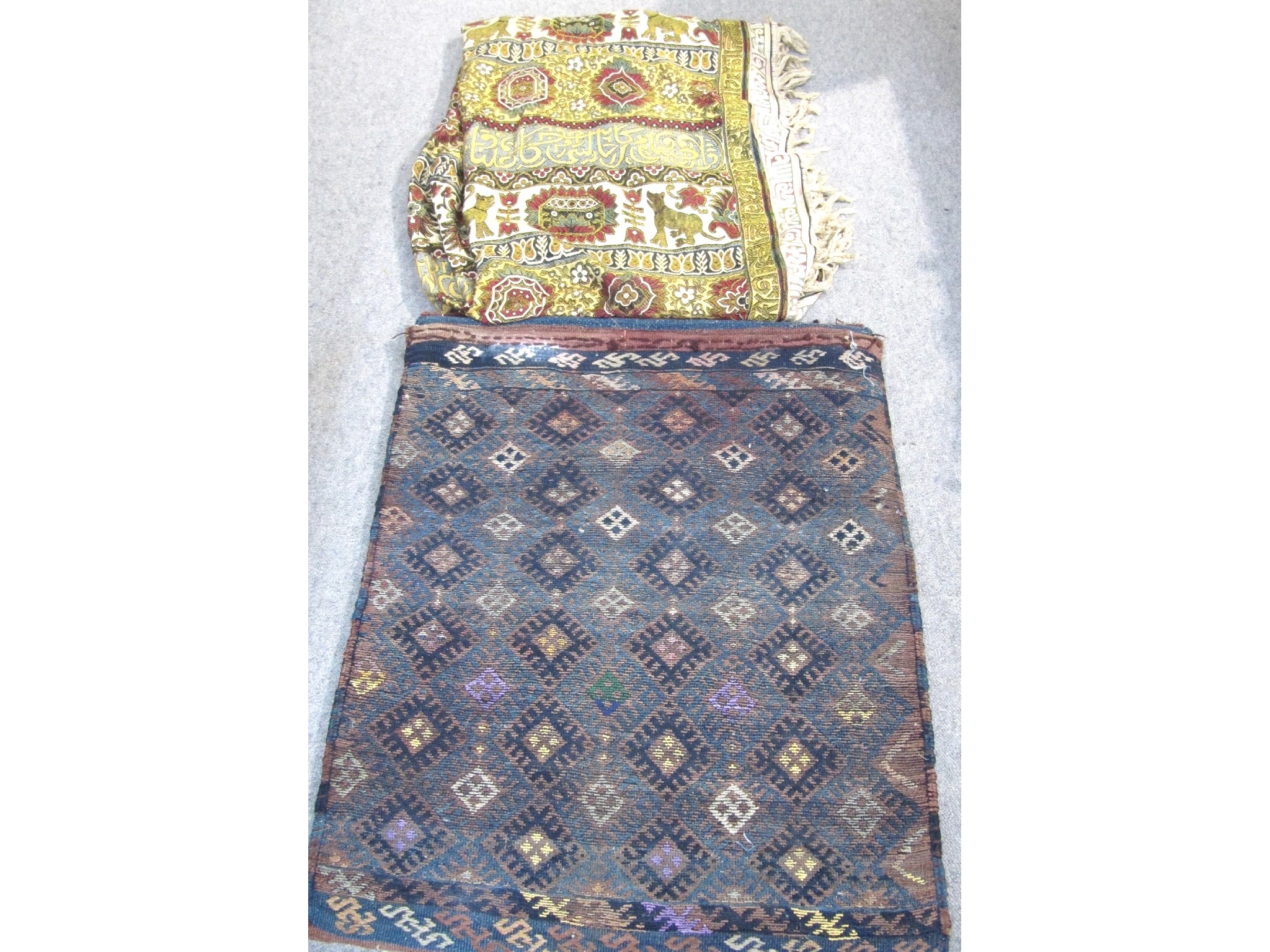 Appraisal: A lot comprising a camel blanket and Islamic throw