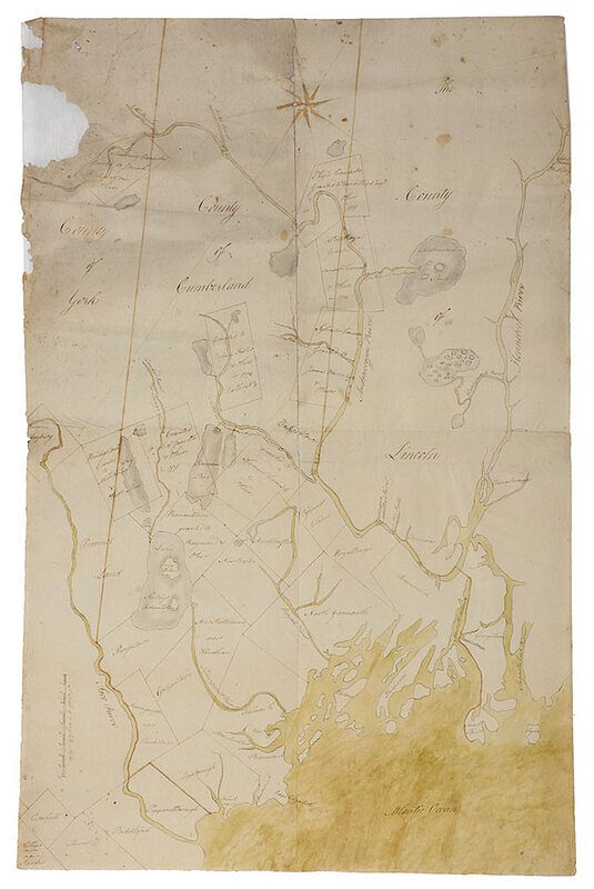 Appraisal: Manuscript Map of Maine late th century including parts of