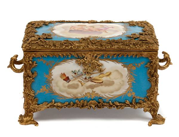 Appraisal: A German gilt bronze mounted porcelain box height in width