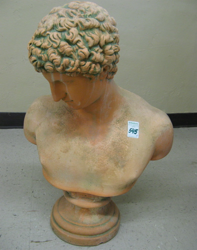 Appraisal: TWO GARDEN SCULPTURES of terra-cotta painted cast concrete including a