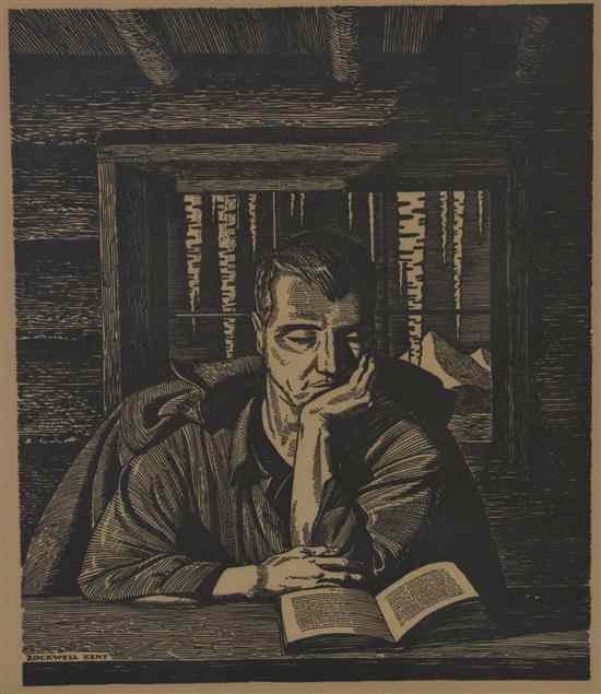 Appraisal: After Rockwell Kent American - Man Reading in a Cabin