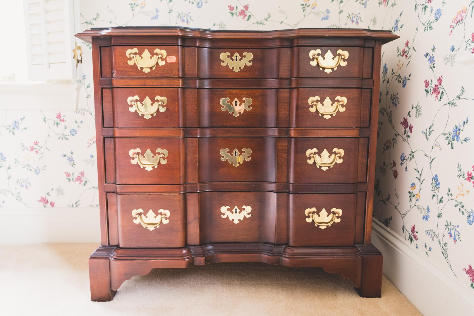 Appraisal: Chippendale style mahogany bachelor chest drawers in H in W