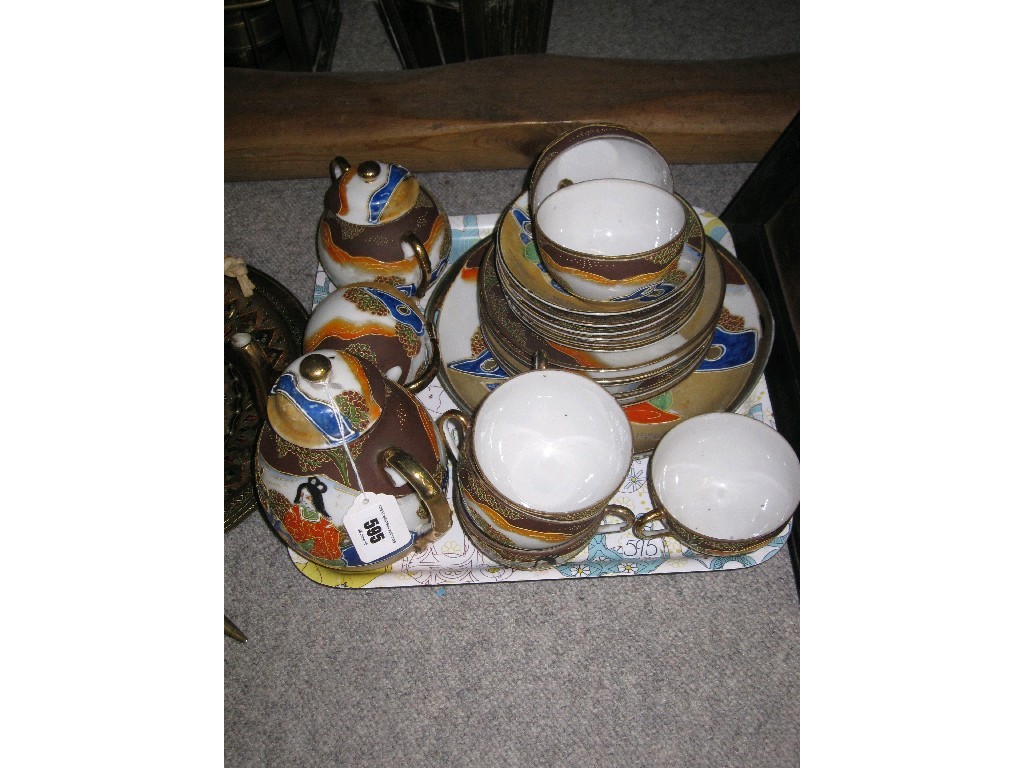 Appraisal: Tray lot of oriental eggshell teawares