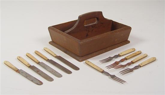 Appraisal: Child's Toy Bone-Handled Cutlery Set Mid to late th century