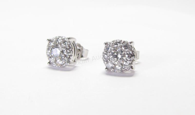 Appraisal: A pair of K white gold earrings with approximately ctw