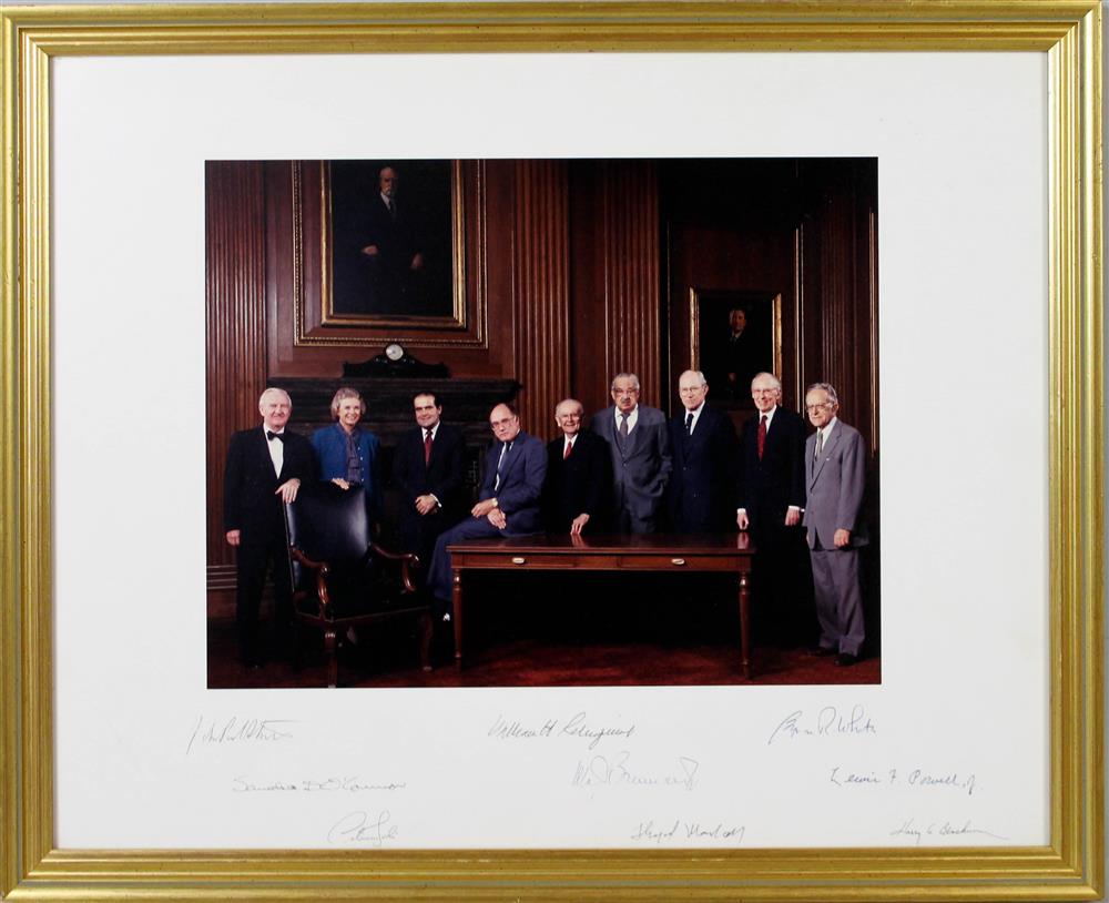 Appraisal: CIRCA SUPREME COURT PHOTOGRAPH SIGNED BY ALL NINE JUSTICES Photograph