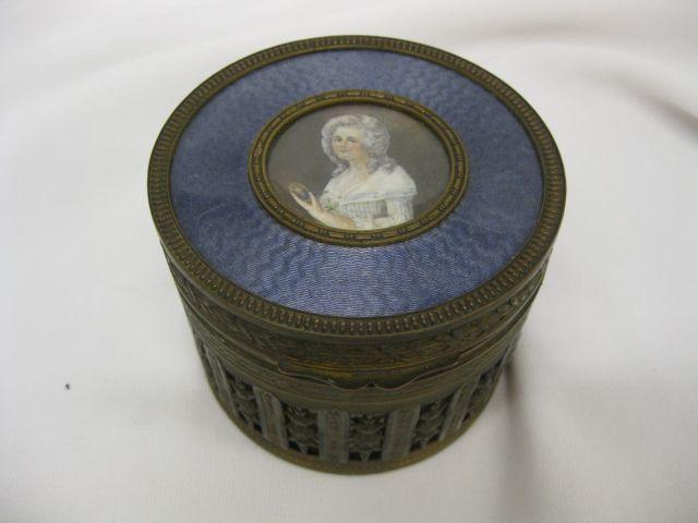 Appraisal: French Victorian Handpainted Miniature in Ivory Dresser Box depicting lady